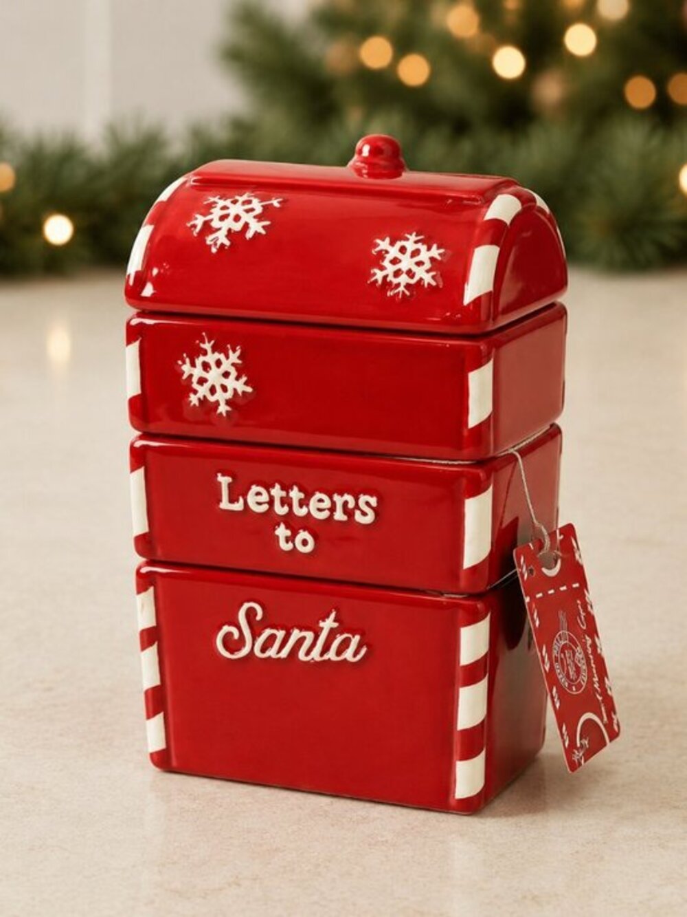 10 Strawberry Street Letters to Santa Stackable Ceramic Measuring Cups NIP